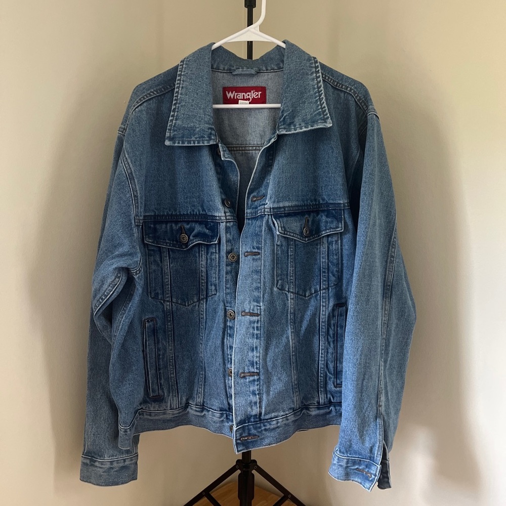 Wrangler Demin Blue Jean Jacket Men’s XL Botton Up - Picture 6 of 6